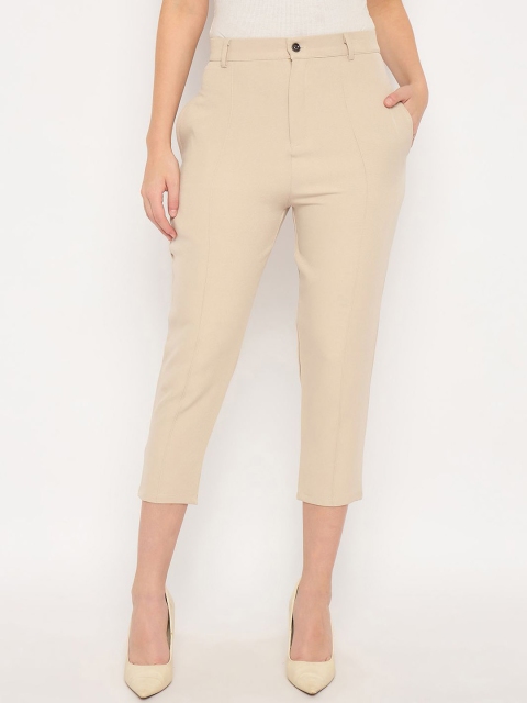 Camey Women Pencil Tapered Fit High-Rise Pleated Trousers