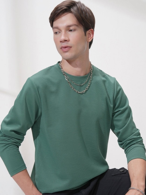HIGHLANDER Men Self Design Round Neck Relaxed Fit T-shirt