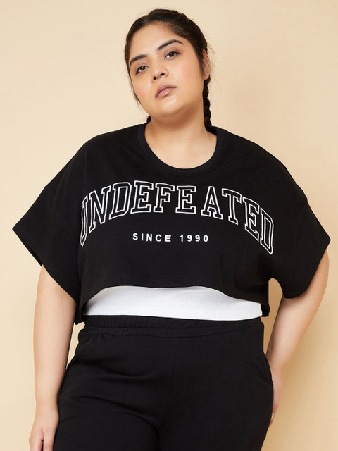 max Women Plus Size Athleisure Crop T-shirt with Camisole