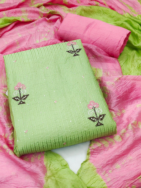 HERE&NOW Embellished Cotton Unstitched Dress Material