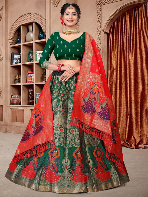 Warthy Ent Semi-Stitched Lehenga & Unstitched Blouse With Dupatta