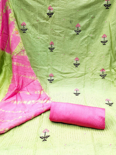 HERE&NOW Embellished Cotton Unstitched Dress Material - Image 3