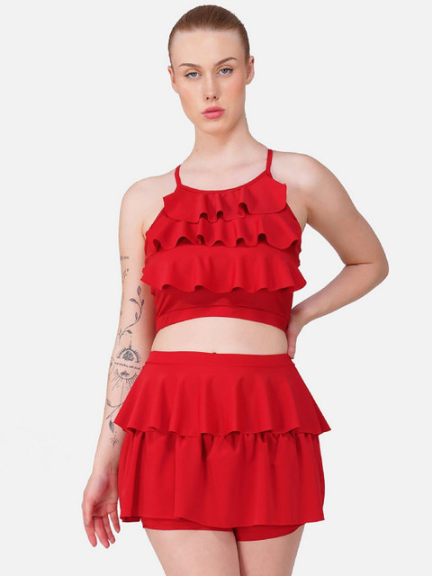 Poftik Padded Ruffle-Detail Two-Piece Swimsuit