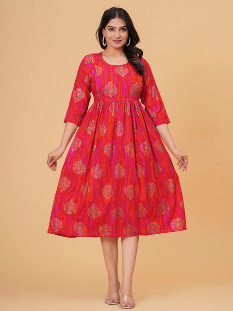 BAESD Floral Printed Maternity Fit & Flare Dress