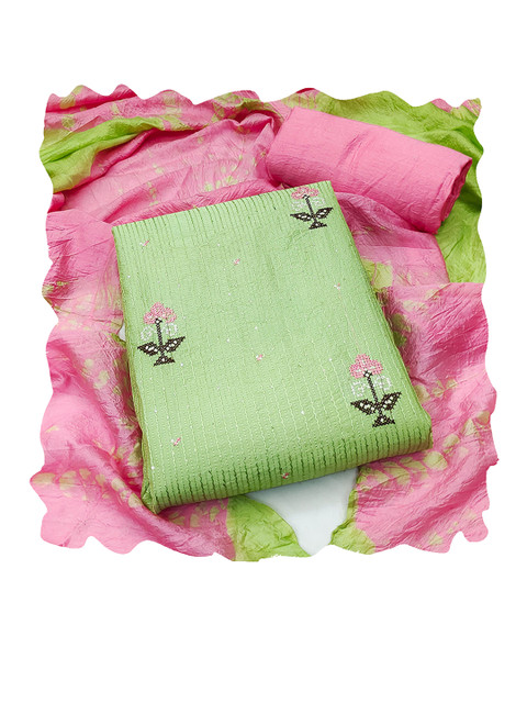 HERE&NOW Embellished Cotton Unstitched Dress Material - Image 2