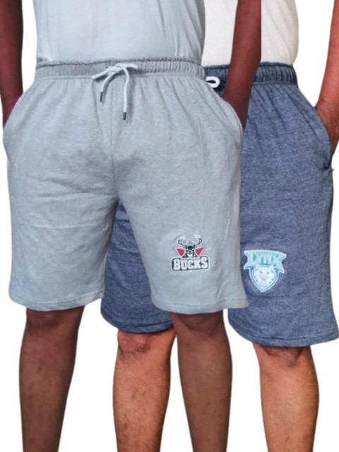 Shajiv Men Pack Of 2 Printed Regular Fit Mid-Rise Cotton Outdoor Shorts
