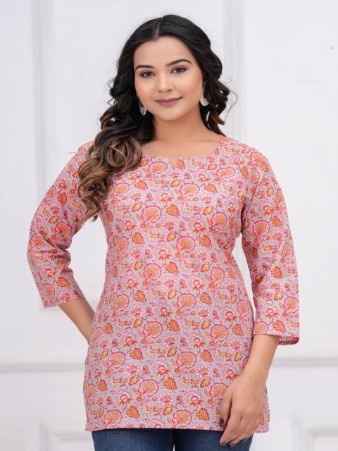 WESTERN COTTON Botanical Printed Pure Cotton Kurti