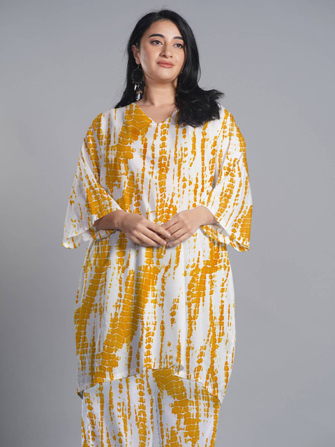 LetsDressUp Women Yellow Rayon Shibori Kurti