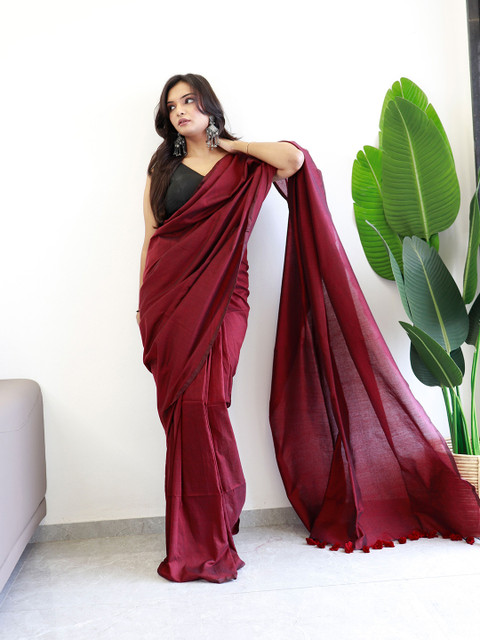 Anouk Tasseled Border Pure Cotton Saree