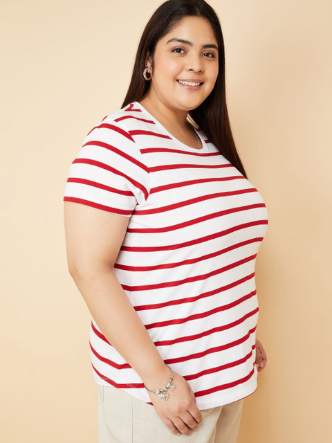 max Women Plus Size Striped Round Neck T-shirt - Image 3
