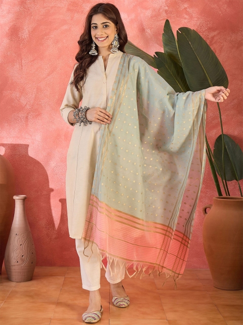 Sangria Floral Woven Design Zari Dupatta