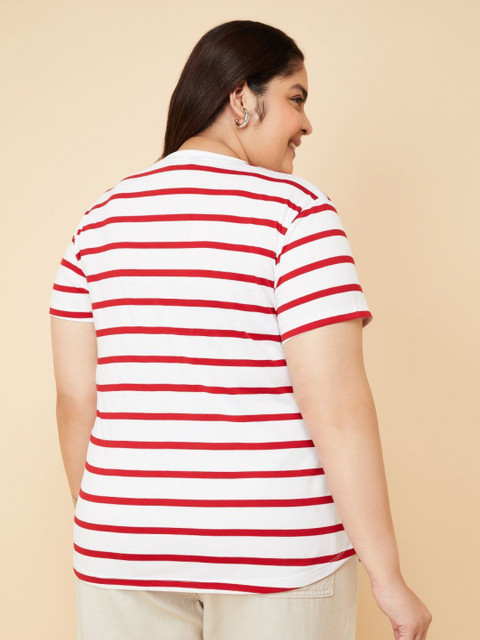 max Women Plus Size Striped Round Neck T-shirt - Image 4