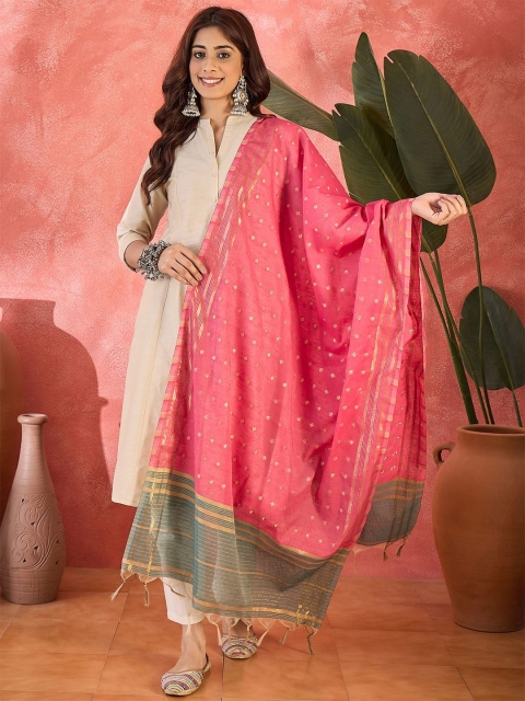 Sangria Floral Woven Design Zari Dupatta