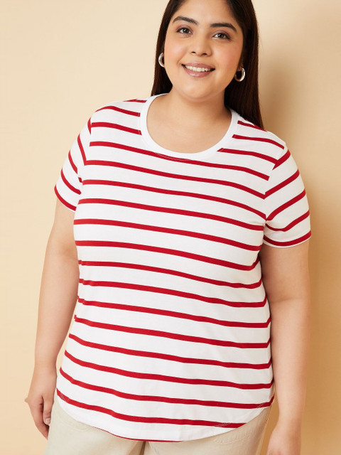 max Women Plus Size Striped Round Neck T-shirt - Image 5