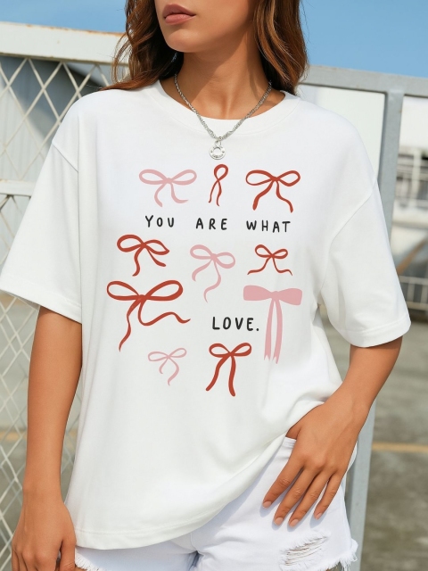 SZN Women Graphic Printed Round Neck Cotton Oversized T-shirt