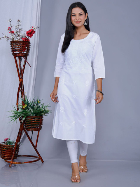 ANKIT INTERNATIONAL Women Printed Chikankari Pure Cotton Chikankari Kurti