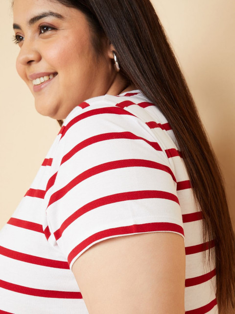 max Women Plus Size Striped Round Neck T-shirt - Image 2