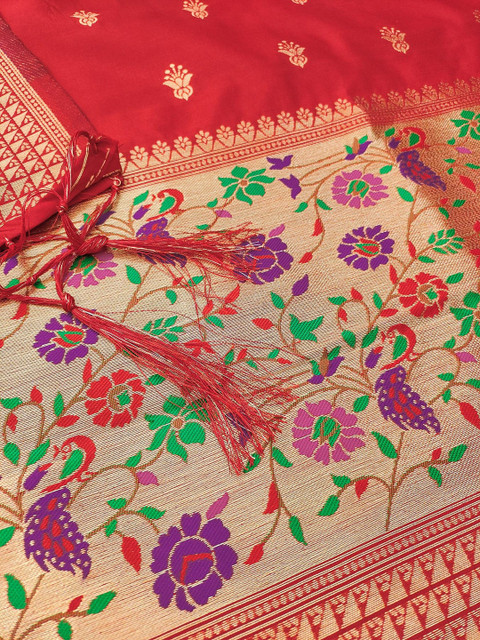KALINI Ethnic Motifs Woven Design Zari Unstitched Dress Material - Image 4