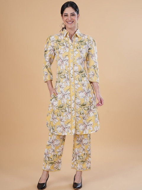 NEYSA Floral Printed Regular Pure Cotton Kurta With Palazzos