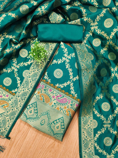 KALINI Ethnic Motifs Woven Design Zari Unstitched Dress Material