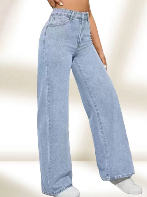 Metronaut Women Classic Baggy Fit Mid-Rise Clean Look Jeans