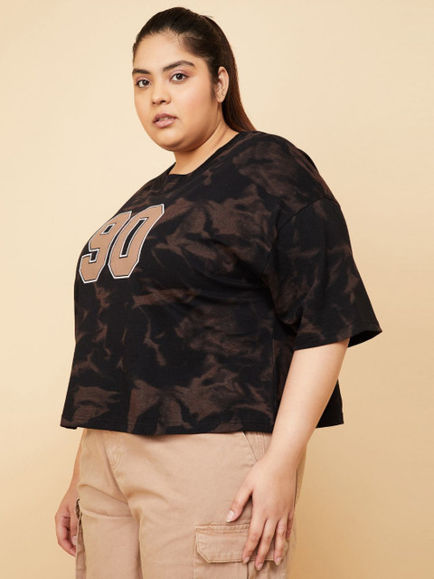max Women Plus Size Abstract Printed Round Neck Cotton T-shirt - Image 3