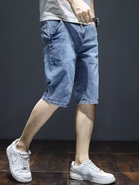 Mast & Harbour Men Mid-Rise Regular Fit Denim Shorts