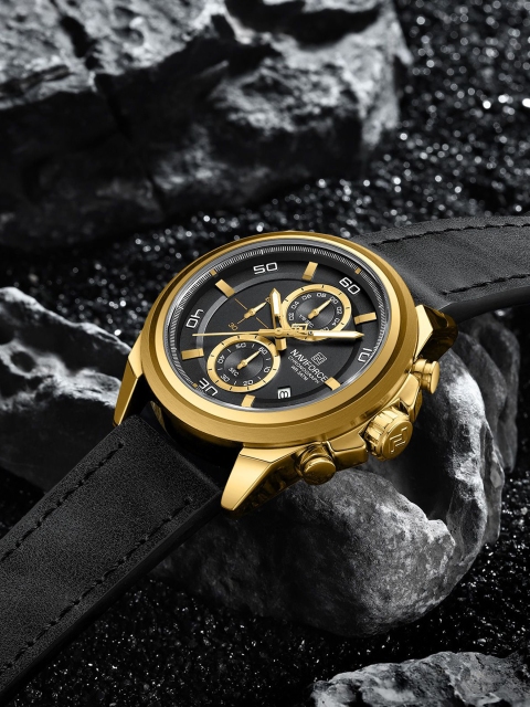 Naviforce Men Dial & Leather Straps Analogue Chronograph Watch NF8075 G G B