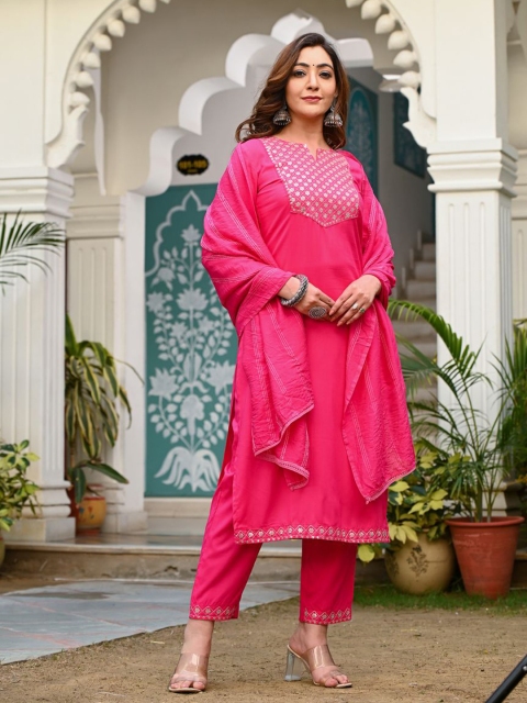 Indi INSIDE Striped Embroidered Thread Work Silk Dupatta