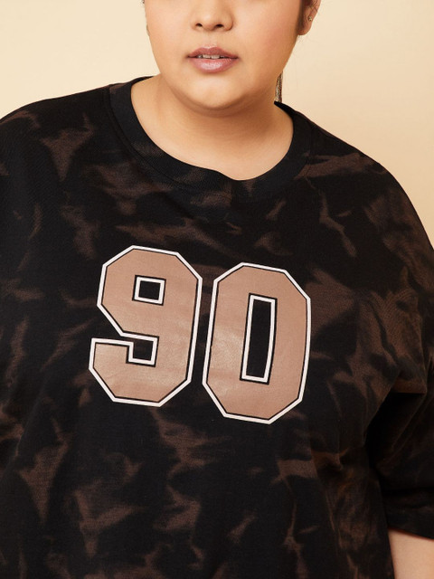 max Women Plus Size Abstract Printed Round Neck Cotton T-shirt - Image 2