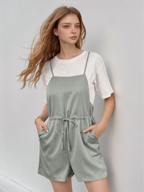StyleCast Women Striped Shoulder Straps Playsuit