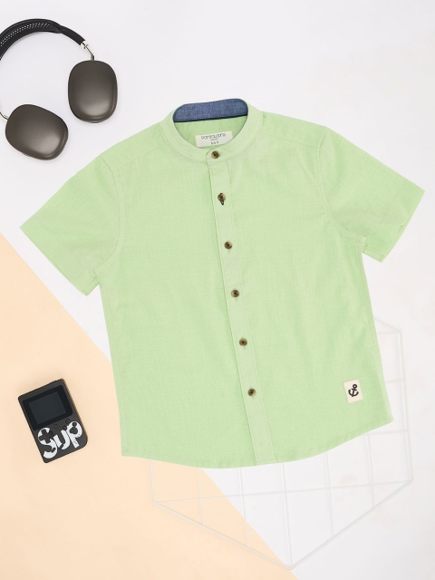 Pantaloons Junior Boys Solid Mandarin Collar Cotton Casual Shirt