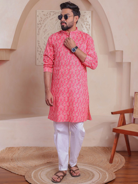 Stuffie Land Men Floral Printed Regular Pure Cotton Kurta with Pyjamas