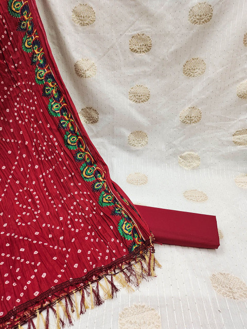 HERE&NOW Floral Woven Design Sequinned Unstitched Dress Material - Image 3