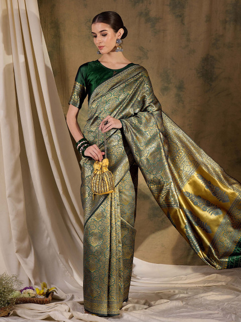 Sangria Woven Design Banarasi Saree With Blouse Piece - Image 4