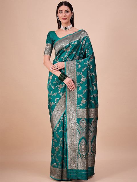 House of Pataudi Ethnic Motifs Woven Zari Banarasi Saree