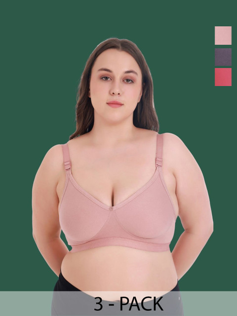 Aimly Women Plus size Pack Of 3 Full Coverage Non Padded Seamless T-Shirt Bra