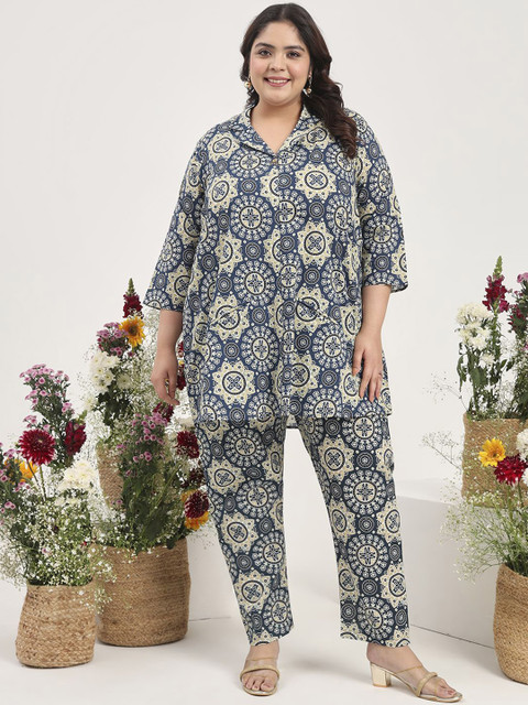 Tissu Plus Size Printed Pure Cotton Co-Ords Set