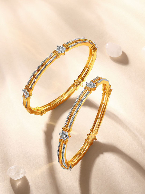 ASMITTA JEWELLERY Set Of 2 Gold-Plated American Diamond-Studded Bangles