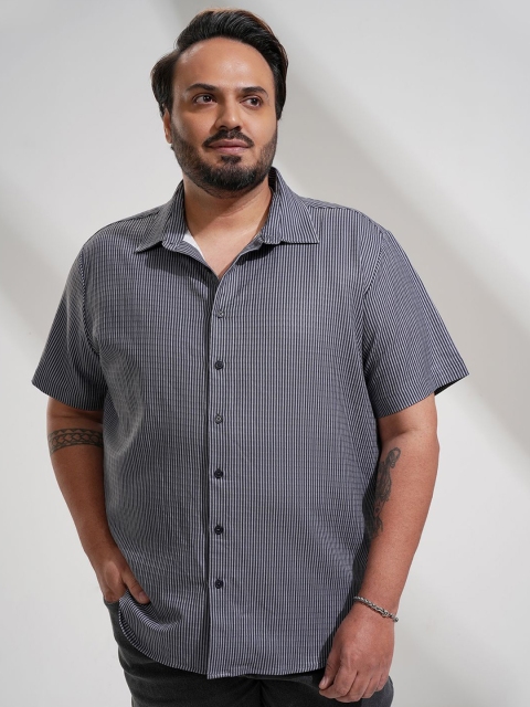 HIGHLANDER Men Plus Size Comfort Relaxed Fit Striped Casual Shirt