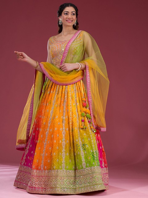 Koskii Embellished Beads and Stones Ready to Wear Lehenga & Blouse With Dupatta