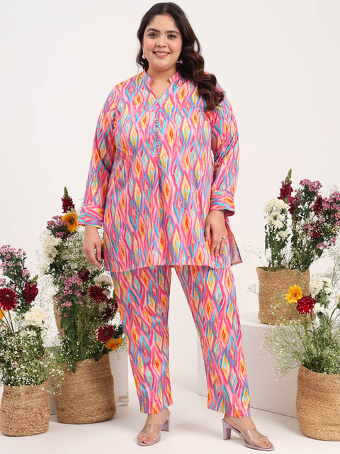 Tissu Plus Size Printed Pure Cotton Co-Ords Set