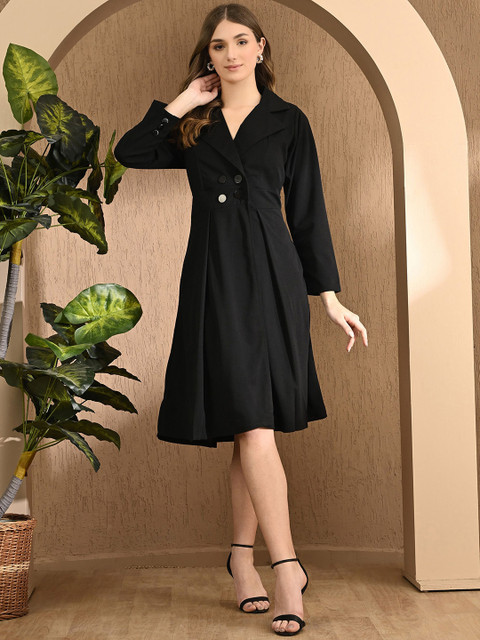 TJ FASHION Fit & Flared Princess Dress Coat