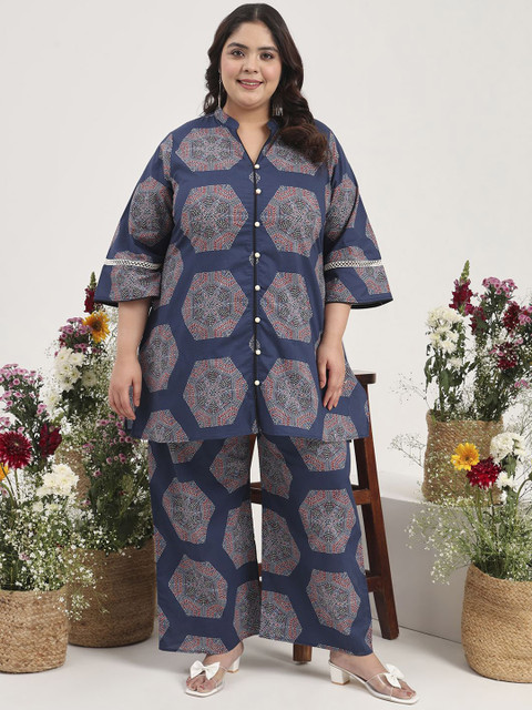 Tissu Plus Size Printed Pure Cotton Co-Ords Set