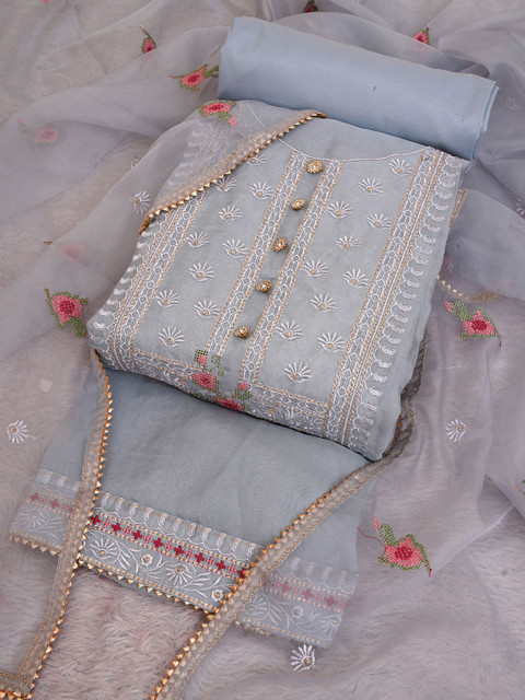 TAVAS Floral Embroidered Unstitched Dress Material