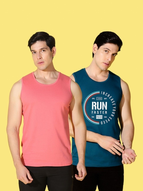 WOOSTRO Men Pack of 2 Typography Printed Round Neck Cotton Slim Fit T-shirts - Image 5