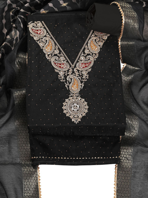 TAVAS Paisley Embroidered Sequinned Unstitched Dress Material