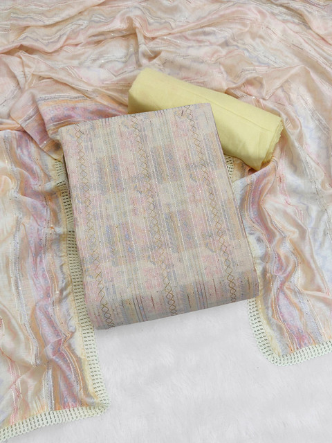 TAVAS Floral Embroidered Sequinned Unstitched Dress Material