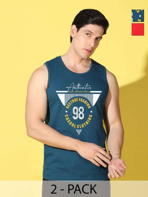 WOOSTRO Men Pack of 2 Printed Slim Fit T-shirts