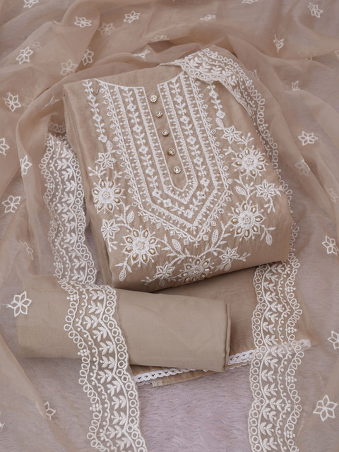 TAVAS Floral Embroidered Sequinned Unstitched Dress Material